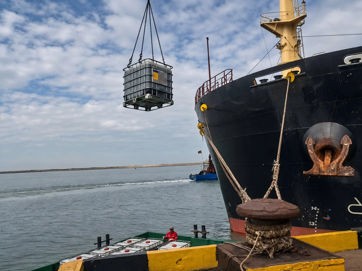 Vessel-side lifting of packaged marine products